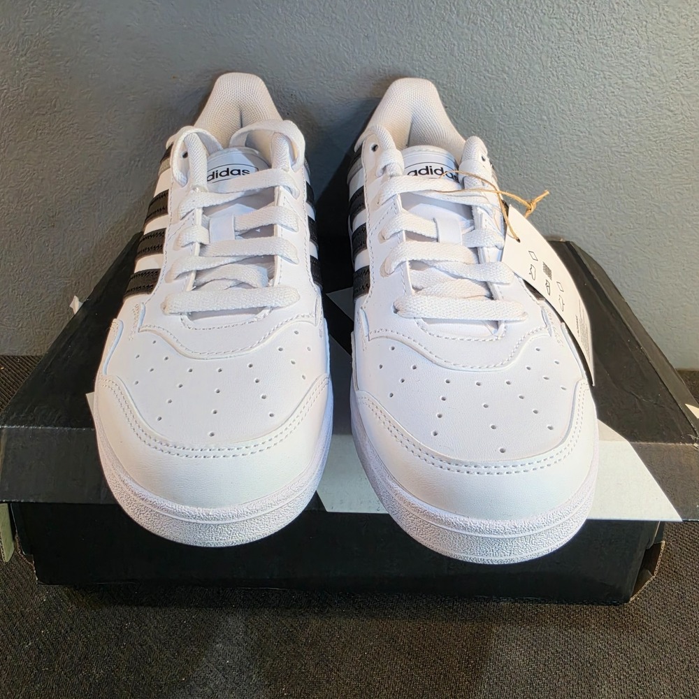 New Men 5.5 Women 6.5 Adidas Hoops 4.0 JQ9985 White Black Suede Basketball NWT - Picture 3 of 13
